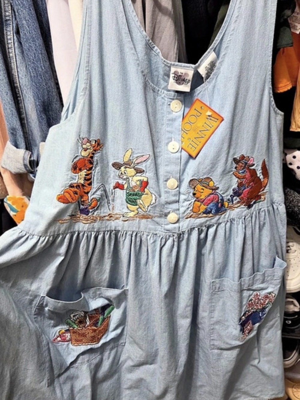 Disney Winnie the Pooh Embroidered Mini Dress Size Large NWT